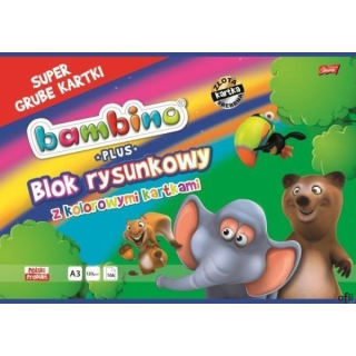 Blok rysunkowy z kolorowymi kartkami A3 16 kartek bambino plus, 120g/m2 ST.MAJEWSKI (X) SALE
