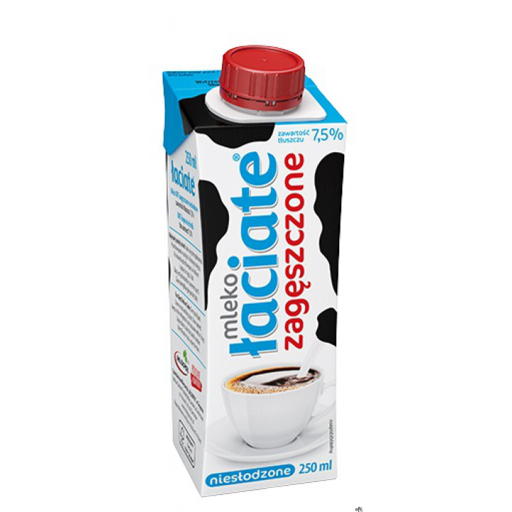 Mleko ŁACIATE UHT 7,5% zagęszczone niesłodzone 250 ml