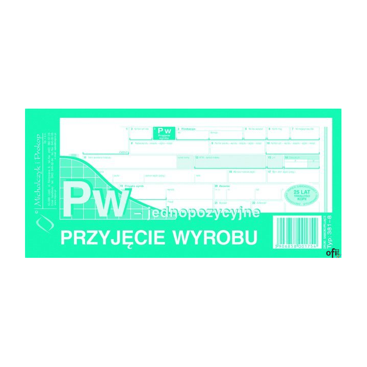 PW przyjęcie wyrobu jednopozycyjne