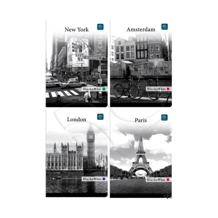 Brulion A5  96 kratka kol.215 BLACK&WHITE 8521 INTERDRUK