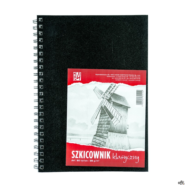 Szkicownik A4 98G. 80 KARTEK SPIRALA PO DŁUGIM BOKU  Koh i Noor
