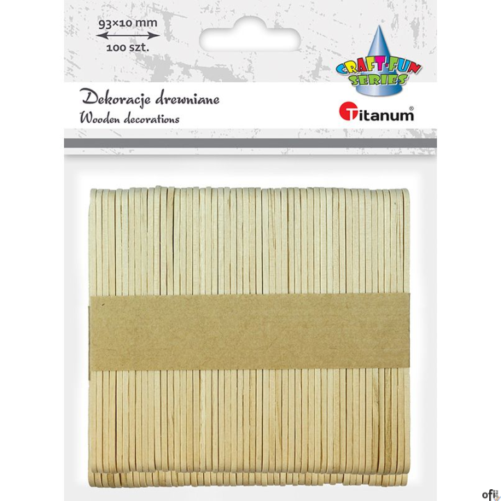 Patyczki drewniane naturalne (100) 9,3cm 361577 TITANUM