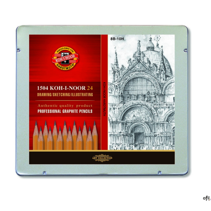 Ołówek grafitowy 8B-10H 1504/M 24szt.op.metal KOH I NOOR