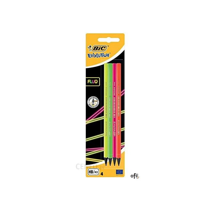 Zestaw Ołówek bez gumki 4 szt. mix Evolution Fluo 650 HB Blister BIC 940758