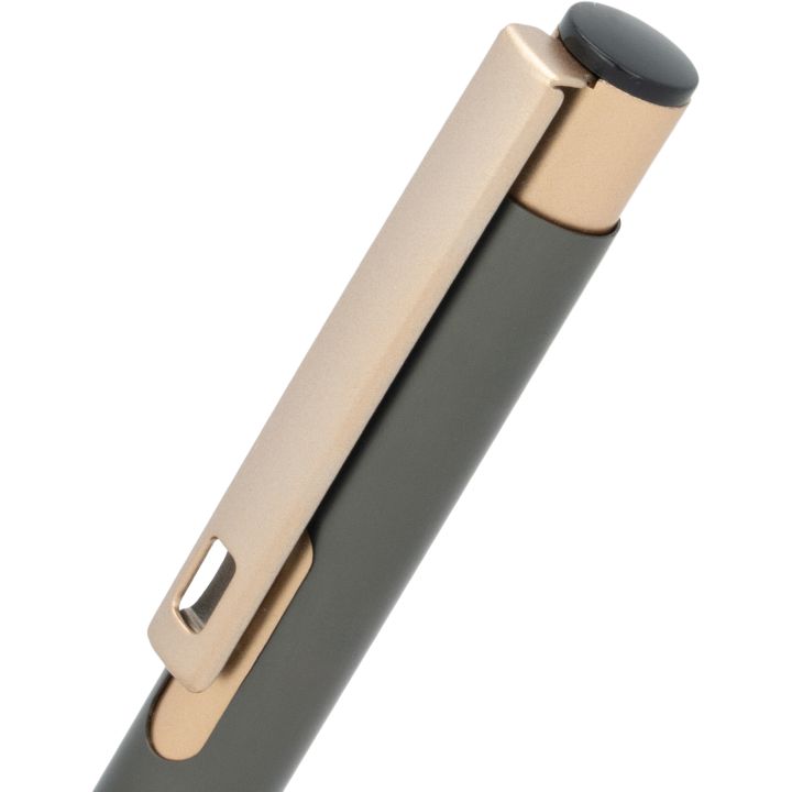 Notatnik A5 ze skóry z recyklingu, w linie z długopisem metalowym CrisMa MAGGIE