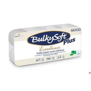 Papier toaletowy BulkySoft Excellence, 3 warstwy, kolor biały, celuloza, długość 23m.&nbsp;Numer artykułu: 66430BULKYSOFT exellence p
