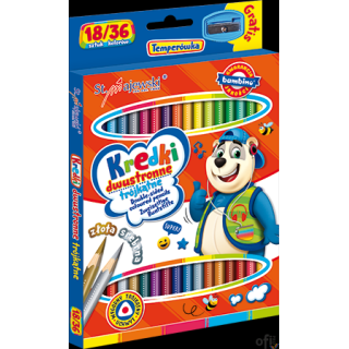 Kredki szkolne trójkątne dwustronne 18/36 kolorów + temperówka gratis ST. MAJEWSKI 4957