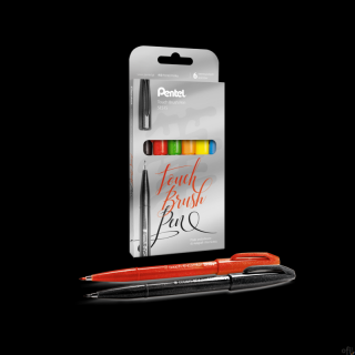 Zestaw pisaków pędzelkowych do kaligrafii i liternictwa  SES15C-ST6ABCDFGSPL PENTEL