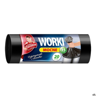 Worki na śmieci mocne do pakowania odpadów sanitarnych i śmieci. Worki posiadają tzw. gwieździsty zgrzew dna, dzięki czemu dno w