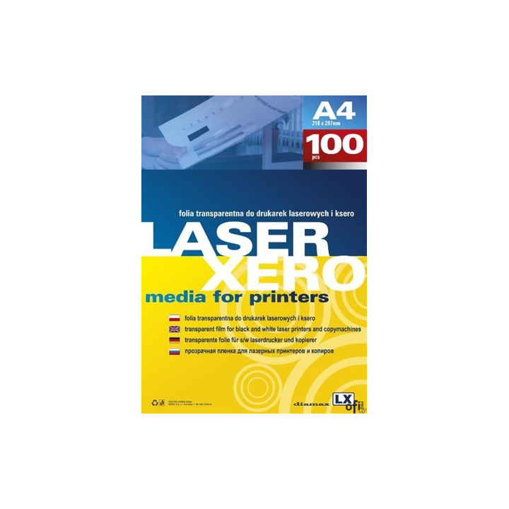 Folia do drukarek laserowych i kserokopiarek (100) LX A4 transparentna 100 mic. Argo 413038