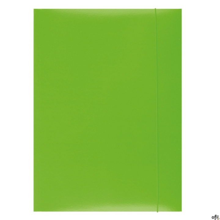 Teczka z gumką OFFICE PRODUCTS, karton/lakier, A4, 350gsm, 3-skrz., zielona 21191141-02