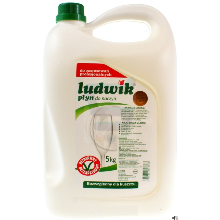 LUDWIK Płyn do naczyń 5L hipoalergiczny bezbarwny bezzapachowy 8973