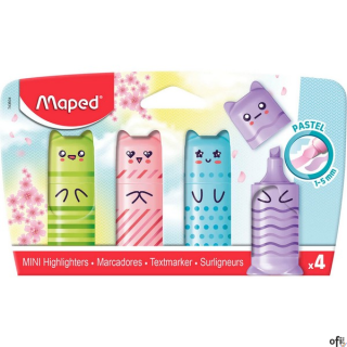 Zakreślacz Mini Kawaii Pastel mix 4 kol blister kartonowy Maped 743604