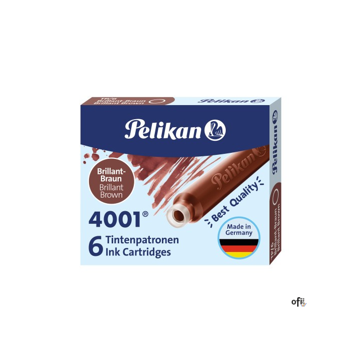 Naboje do piór, krótkie brązowe 100435996 PELIKAN