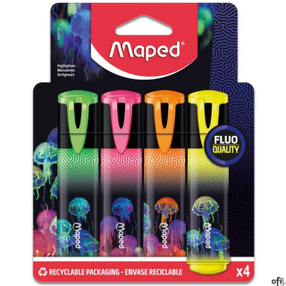 Zakreślacz Deepsea Fluo 4 sztuki kartonowe etui Maped 740710