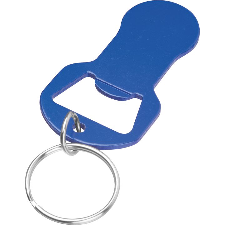 Brelok z otwieraczem do butelek i żetonem do wózka z aluminium z recyklingu OLIWIER