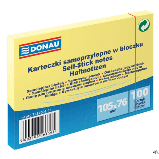 uniwersalne żółte karteczki, idealne do przekazywania wiadomościilość karteczek: 1x100 w rozmiarze 105x76mmgramatura: 70gsm 4%k