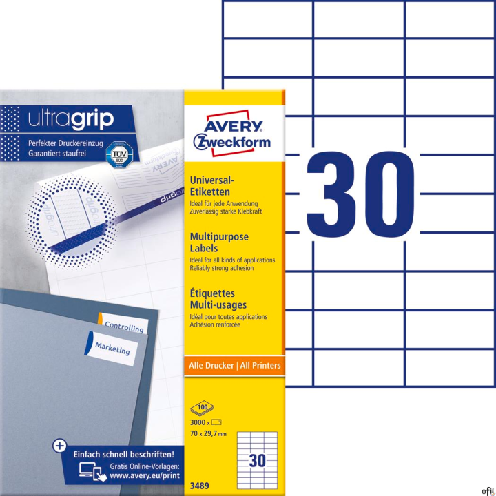 Trwałe etykiety uniwersalne• Etykiety papierowe do wszechstronnych zastosowań. Idealne do adresowania kopert i przesyłek pocztow