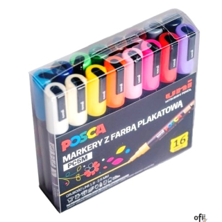 Markery z tuszem pigmentowym PC-5M, komplet 16 sztuk POSCA UNPC5M/16C SALE