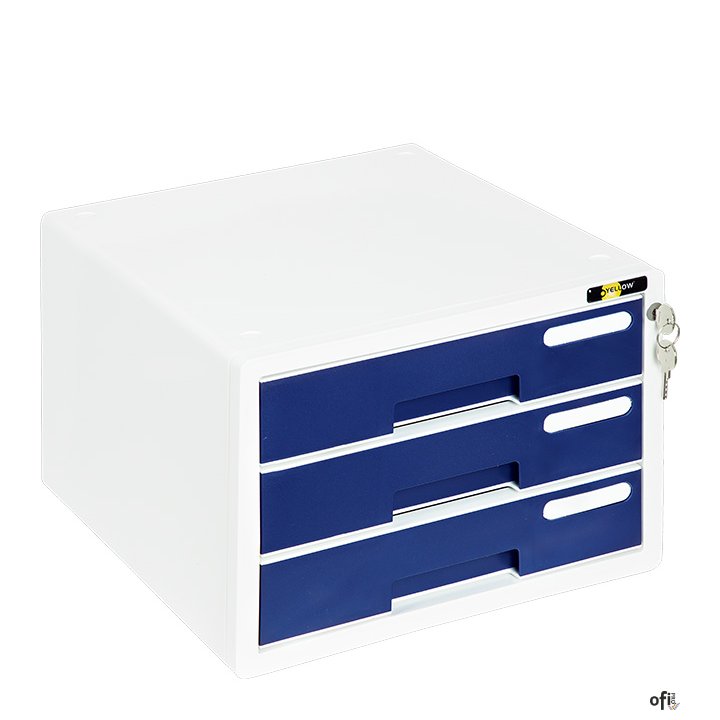 Szafka na dokumenty YELLOW ONE YL-SP03 plastikowa - 3 szufl. + zamek, granat 120-1889