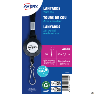 Smycze ze zwijaczem mechanicznym, Avery• 10 czarnych smyczy z mechanizmem ściągającym.• Idealne na konferencje, seminaria i wsze