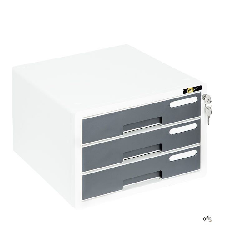 Szafka na dokumenty YELLOW ONE YL-SP03 plastikowa - 3 szufl. + zamek, szary 120-1890