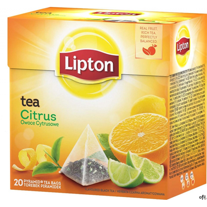 Lipton Citrus Tea to najwyższej jakości czarna herbata z kawałkami cytrusówsmaku cytryny dopełnia limonka i grejpfrut, które nad