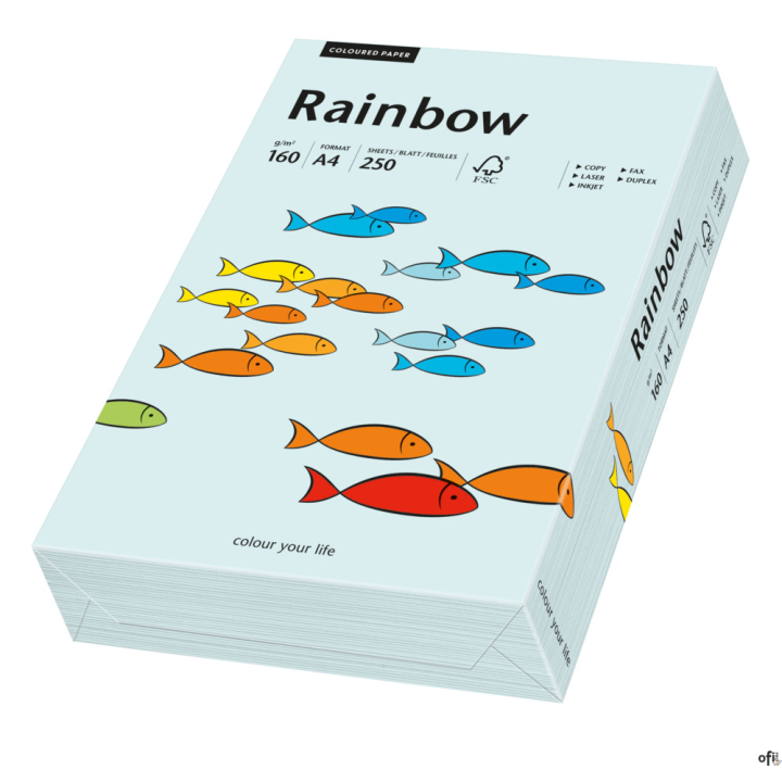 Papier xero kolorowy A4 160g 250 ark. RAINBOW  jasnoniebieski R82 88042703