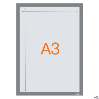 Samoprzylepna, magnetyczna ramka Nobo na plakat (2 szt.), A3, srebrna