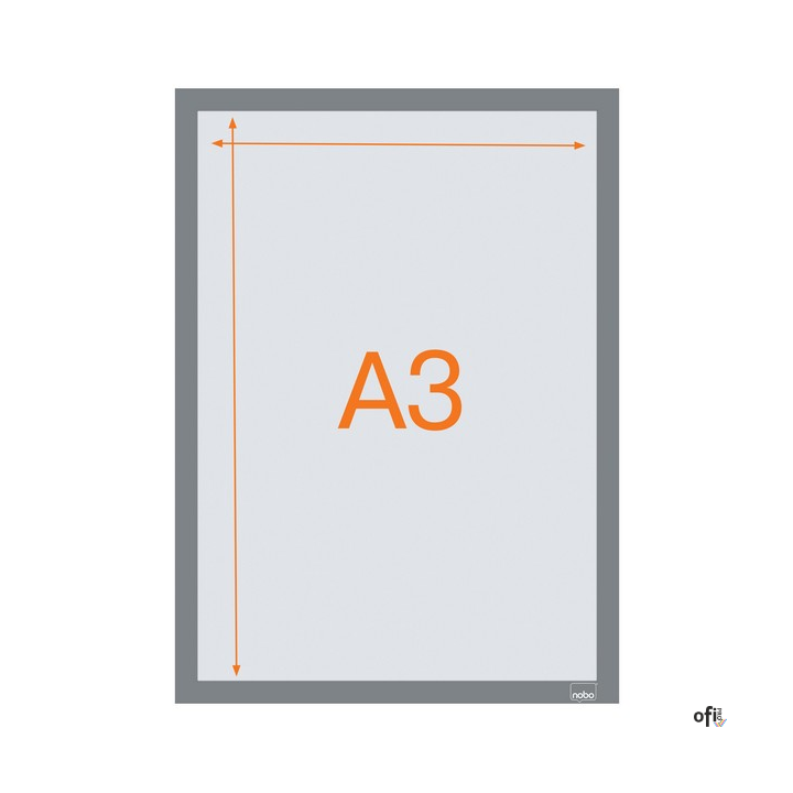 Samoprzylepna, magnetyczna ramka Nobo na plakat (2 szt.), A3, srebrna