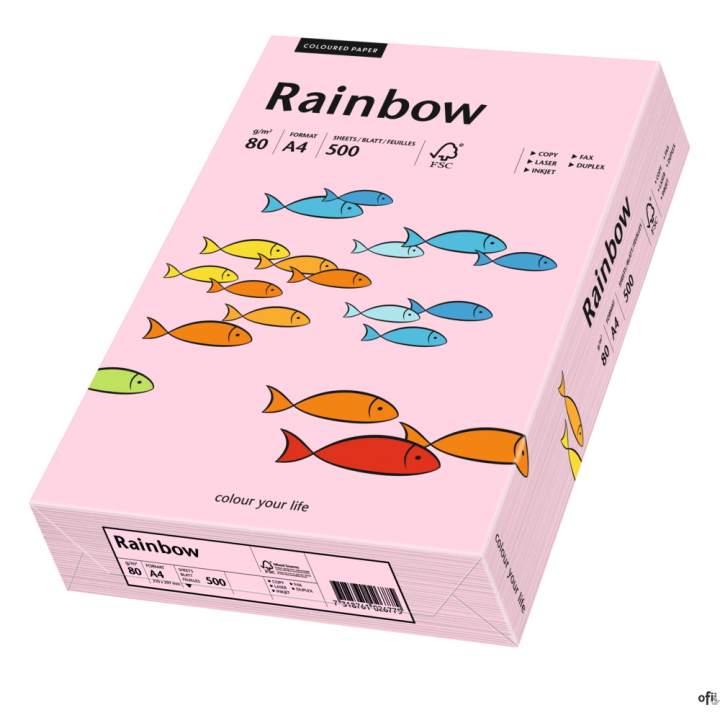 Papier  xero kolorowy A3 80g  500 ark. RAINBOW R54R jasnoróżowy 88042522