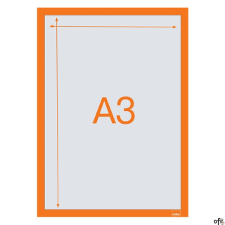 Samoprzylepna, magnetyczna ramka Nobo na plakat (2 szt.), A3, pomarańczowa