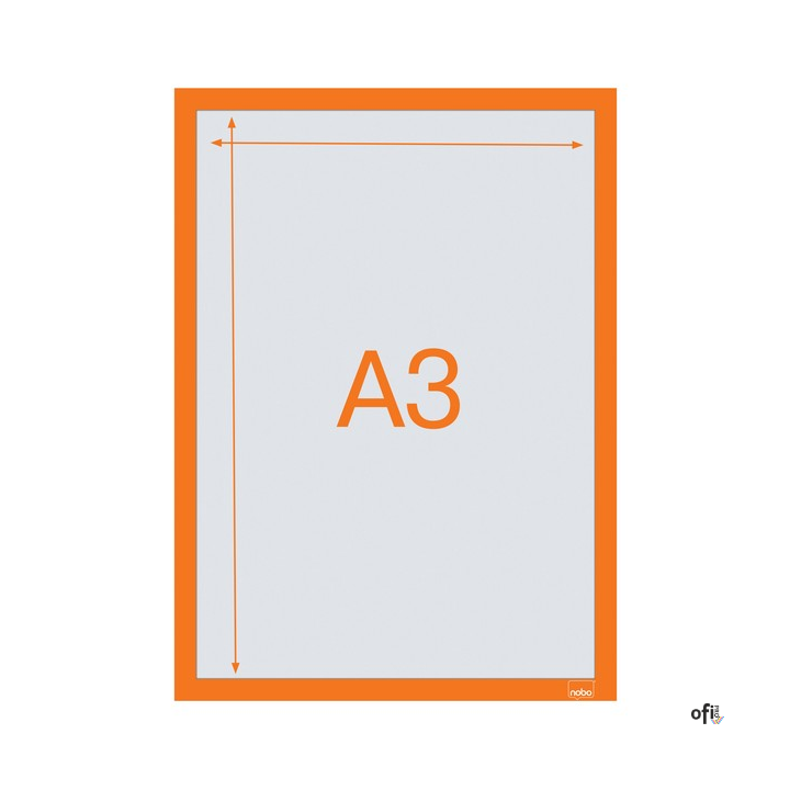 Samoprzylepna, magnetyczna ramka Nobo na plakat (2 szt.), A3, pomarańczowa