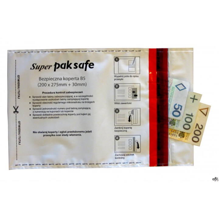 Koperty NC bezpieczne (Bankowe) B5 HK 100szt. białe/szare 55238097