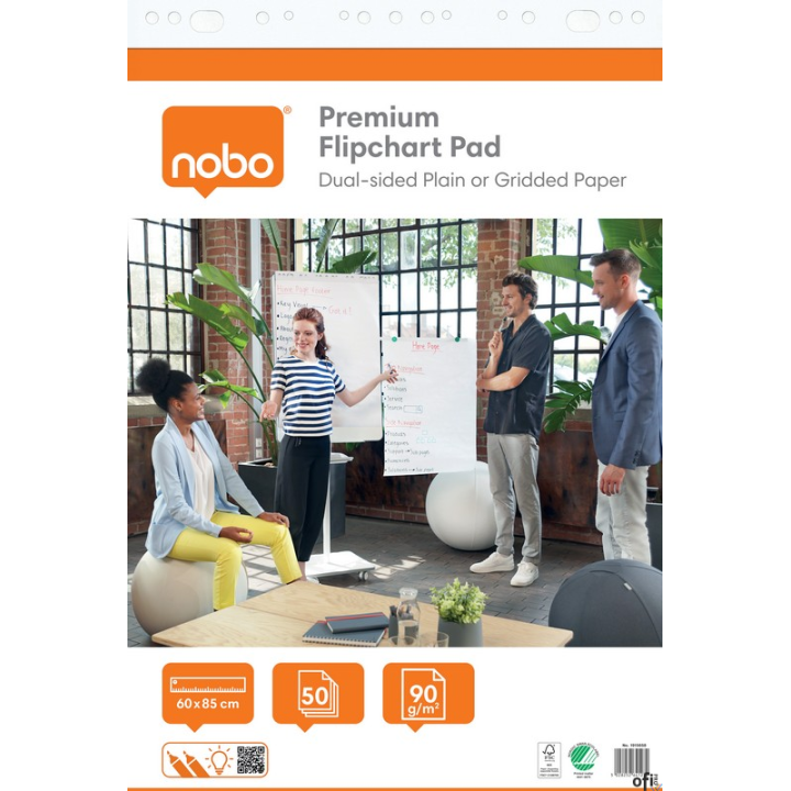 Blok Nobo Premium do flipcharta (2 szt.), 60x85cm, 50 kartek 90g.(gładkie/w kratkę)
