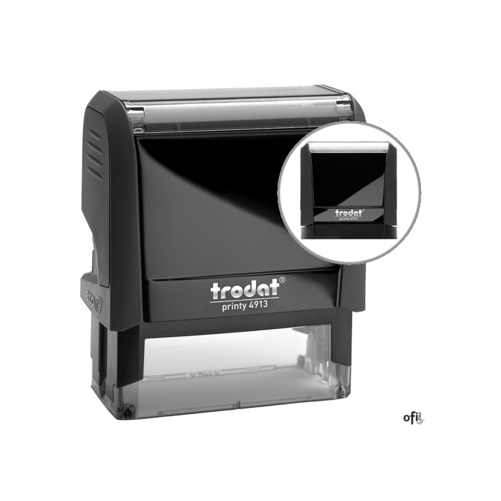 Specyfikacja pieczątki Trodat 4913Producent: TrodatWielkość odbicia: 58 x 22 mmWymiary automatu: 73 x 36 x 84(h) mmSugerowana ma