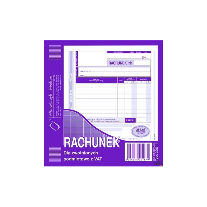 230-4 Rachunek MICHALCZYK&PROKOP 2/3 A5 80 kartek