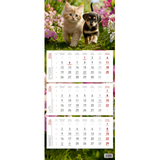 Kalendarz trójdzielny ekonomiczny KS045B PRZYJACIELE 2026 WOKÓŁ NAS