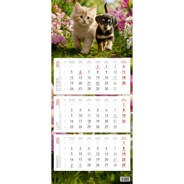 Kalendarz trójdzielny ekonomiczny KS045B PRZYJACIELE 2026 WOKÓŁ NAS