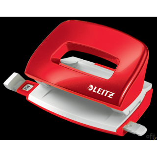 Dziurkacz Mini metalowy Leitz WOW, czerwony, 10 lat gwarancji, 10 kartek 50601026