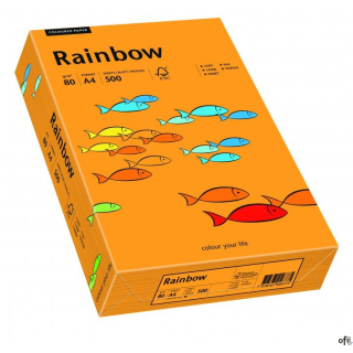 Papier xero kolorowy A4 80g 500 ark. RAINBOW R24 pomarańczowy 88042431