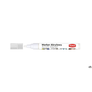 Marker akrylowy, fibrowa końcówka okrągła 2-5mm,  biały TO-402 Toma