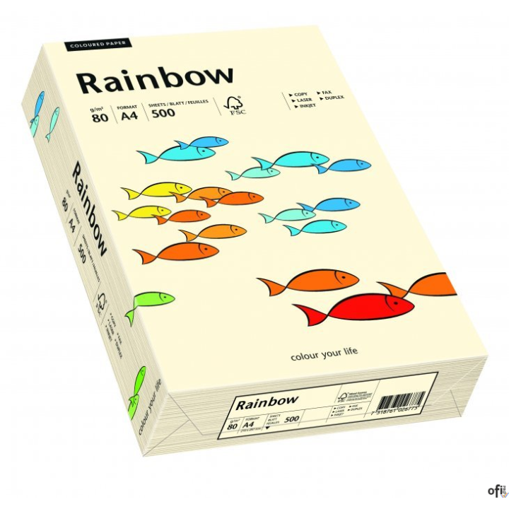 Papier xero kolorowy A4 80g 500 ark. RAINBOW R03 kremowy 88042249