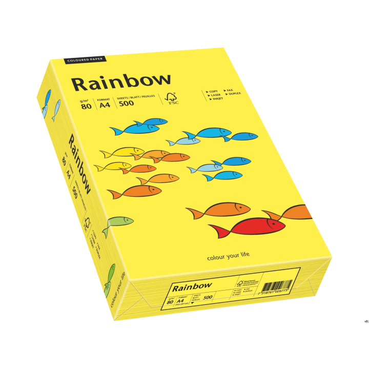 Papier xero kolorowy A4 160g 250 ark. RAINBOW R14 słoneczno żółty 88042327