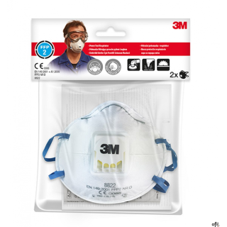 Półmaska ochronna z zaworkiem 3M Cool Flow FFP2 (8822), przeciw pyłom i mgłom