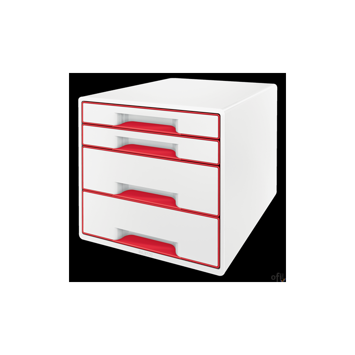 Pojemnik z 4 szufladami Leitz WOW, czerwony 52132026 .