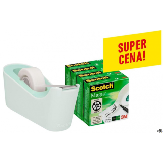 Taśma biurowa SCOTCH_ Magic_(C18-4M), matowa, 19mm, 33m, 4szt., podajnik C-18 GRATIS (X)