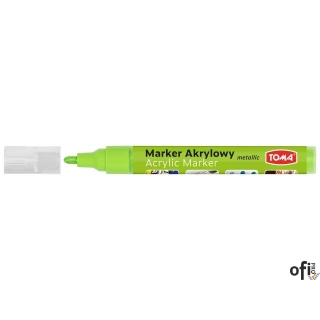 Marker akrylowy, fibrowa końcówka okrągła 2-5mm,  zielony jasny metalic TO-402 Toma