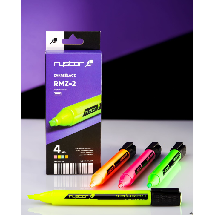 Zakreślacz RMZ-2 mix RYSTOR etui 4sztuki 462-224