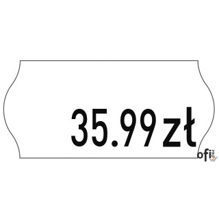 Etykiety cenowe w rolce do metkownicy jednorzędowej• Etykiety prostokątne z brzegami w kształcie fali• W formacie 26 x 12 mm• Bi